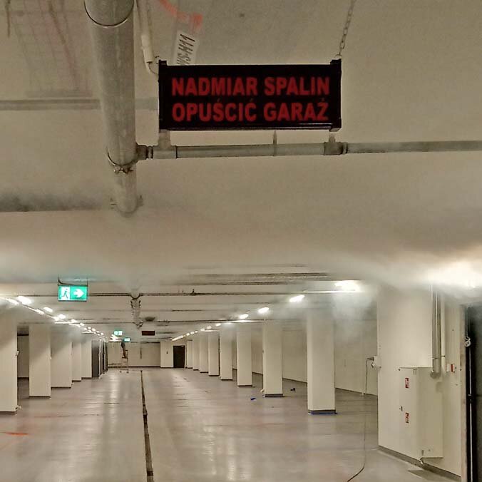 tablica detekcja nadmiar spalin opuścić garaż